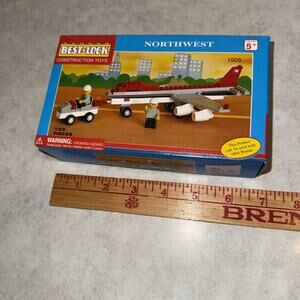 Vtg Northwest Airlines Jet Best Lock Brick Build Construction Toy 100 Pc 1926